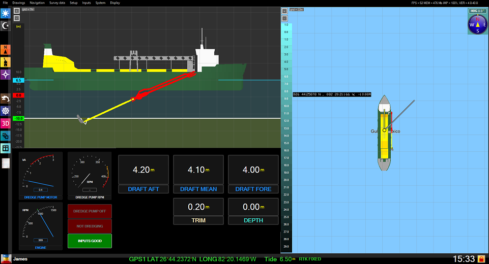 Dredge master software - Top and side view